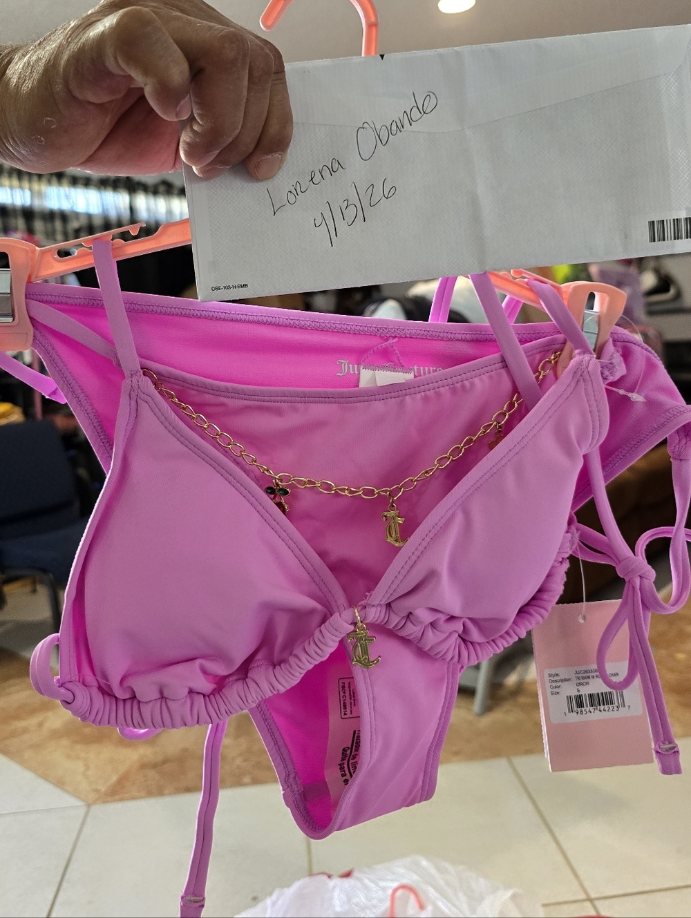 Lavander Bikini Set with Gold Chain Accents